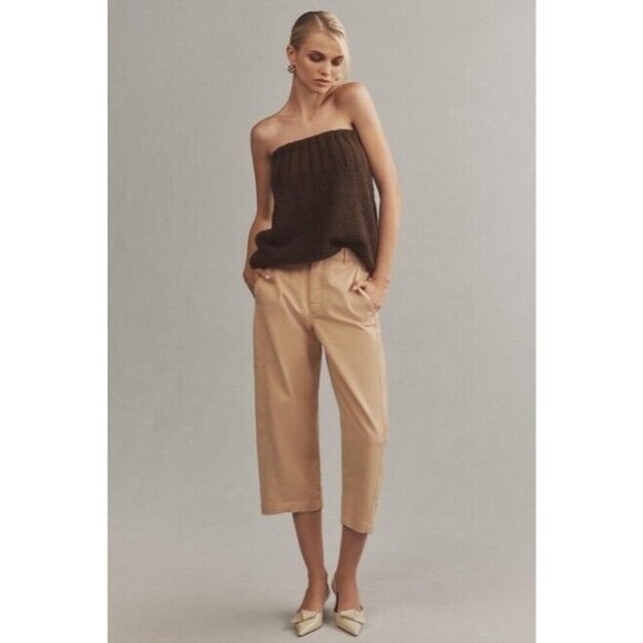 Maeve Curved Cropped Chino Pants Beige 20W - Picture 1 of 3
